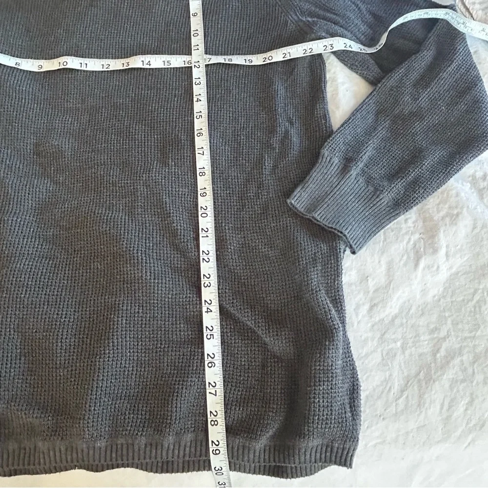 Pact Men’s Thermal Waffle Henley Sweater Charcoal Size L Organic Cotton